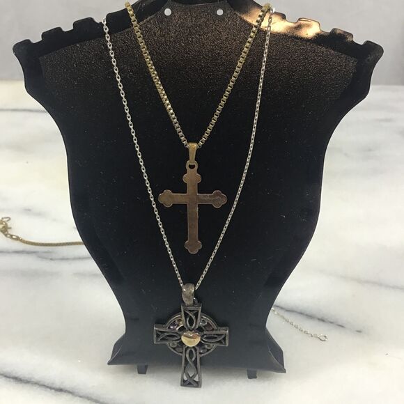 Two Necklaces With Cross/Crucifix Pendants - One Latin, One Celtic - Picture 1 of 5